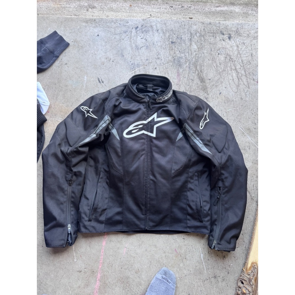 Alpinestars Black Textile Mesh Motorcycle Riding Jacket Mens Large L Padding